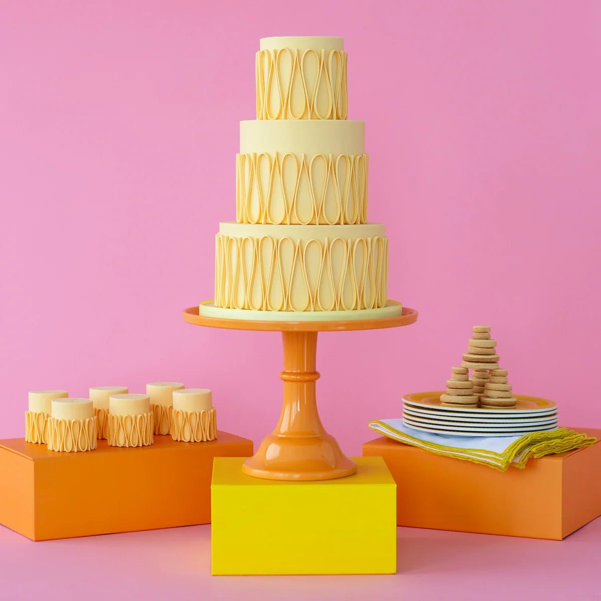 Large Orange Pedestal Melamine Cake Stand