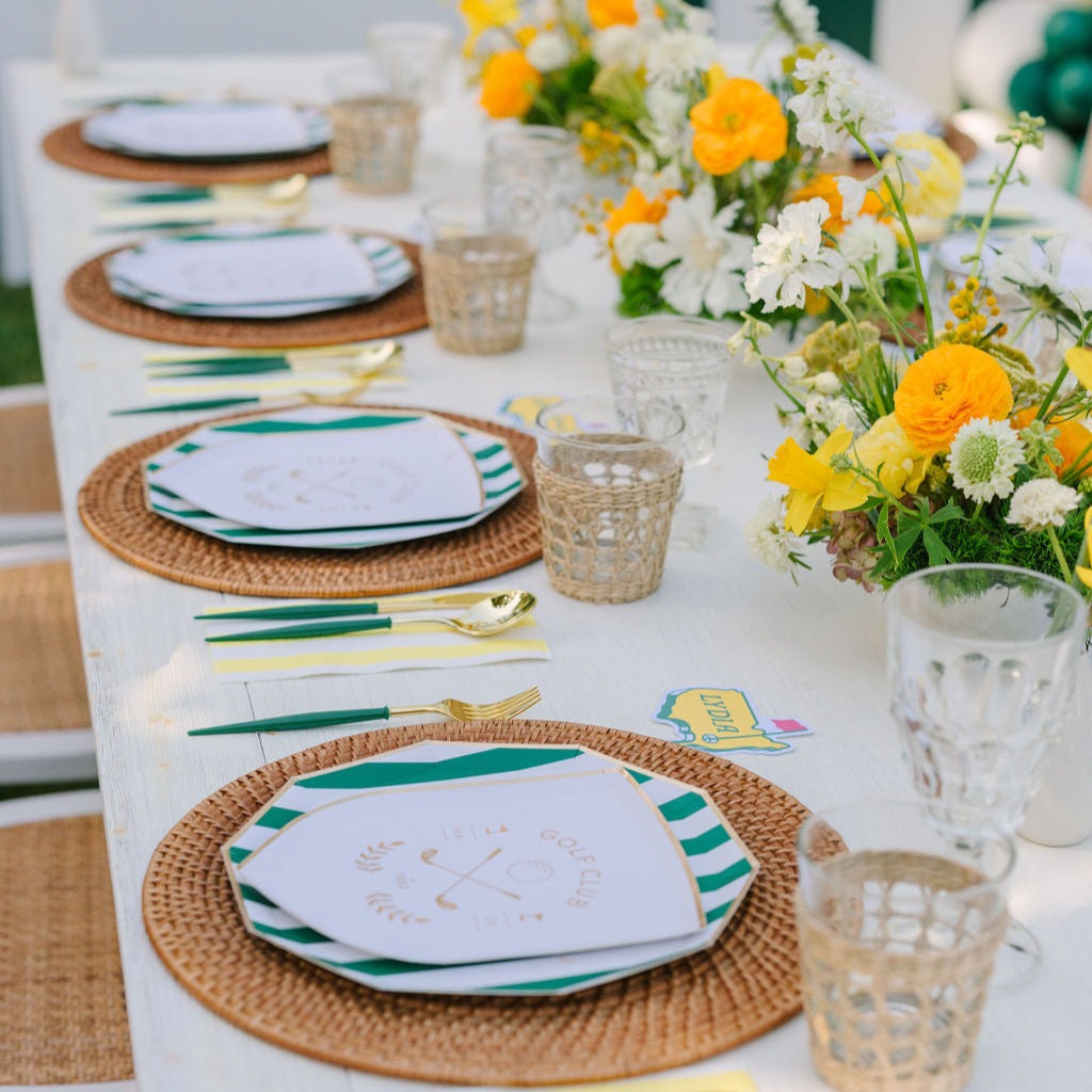 Emerald Green Signature Cabana Stripe Plates