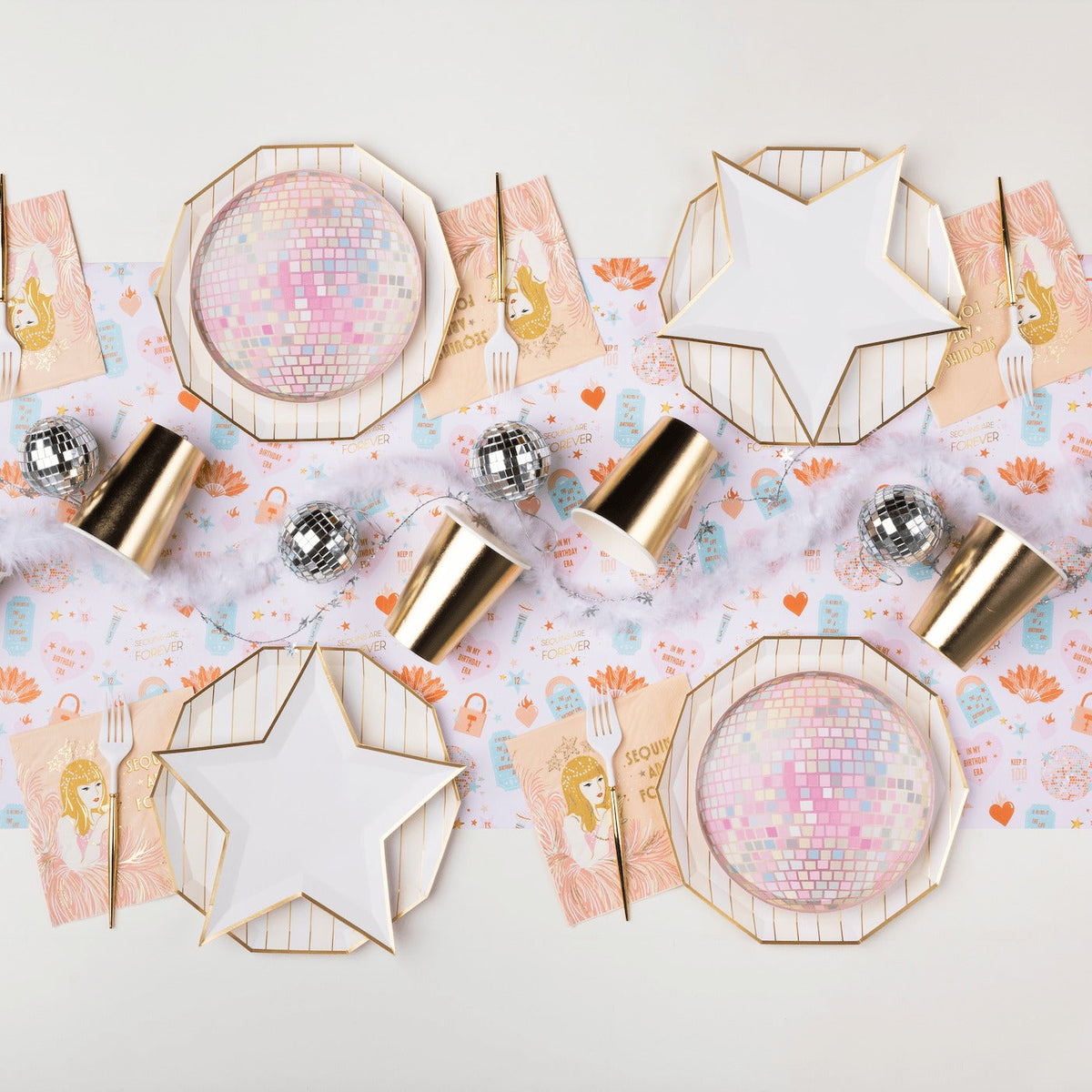 Pink Disco Ball Plates