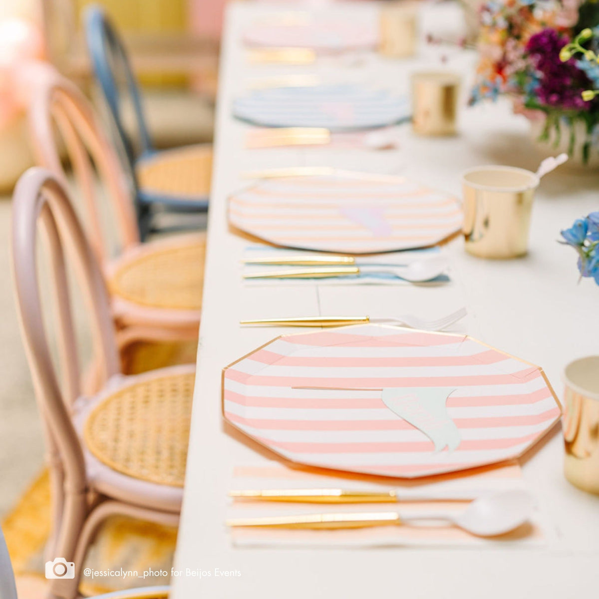 Petal Pink Signature Cabana Stripe Plates