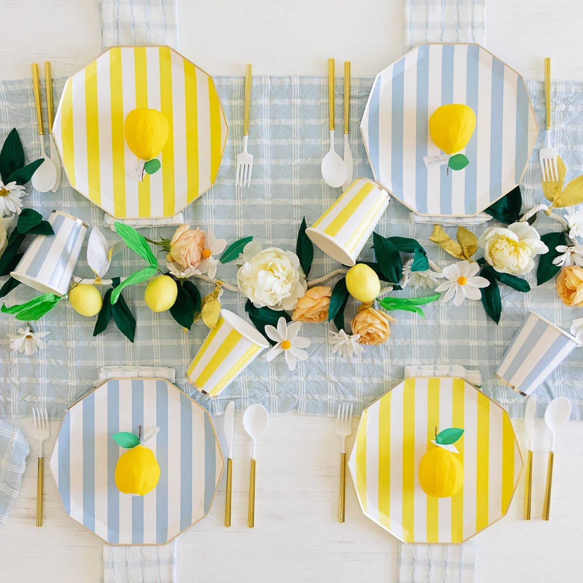 Soleil Yellow Signature Cabana Stripe Plates