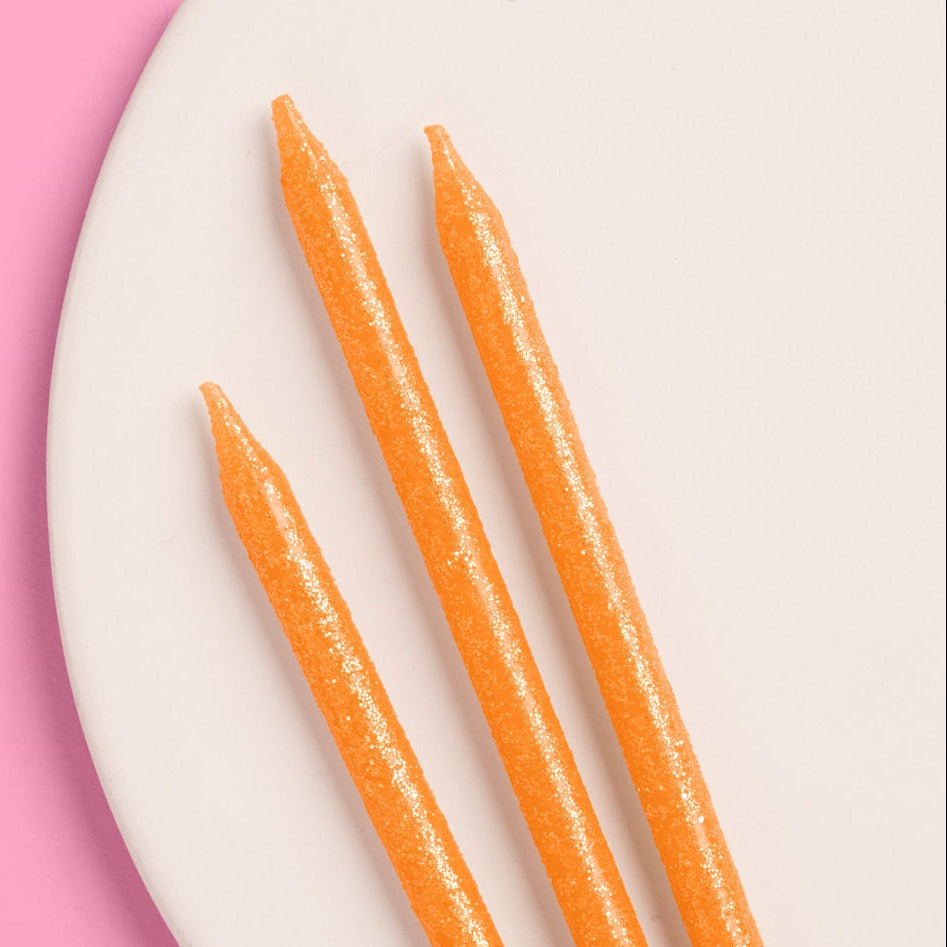 Orange Glitter Birthday Candles