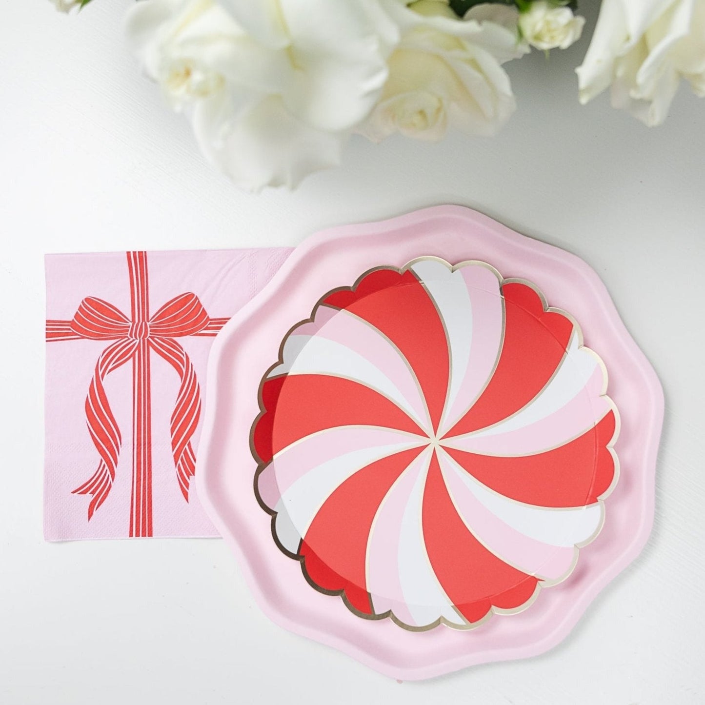 Christmas Peppermint Candy Small Scalloped Plates