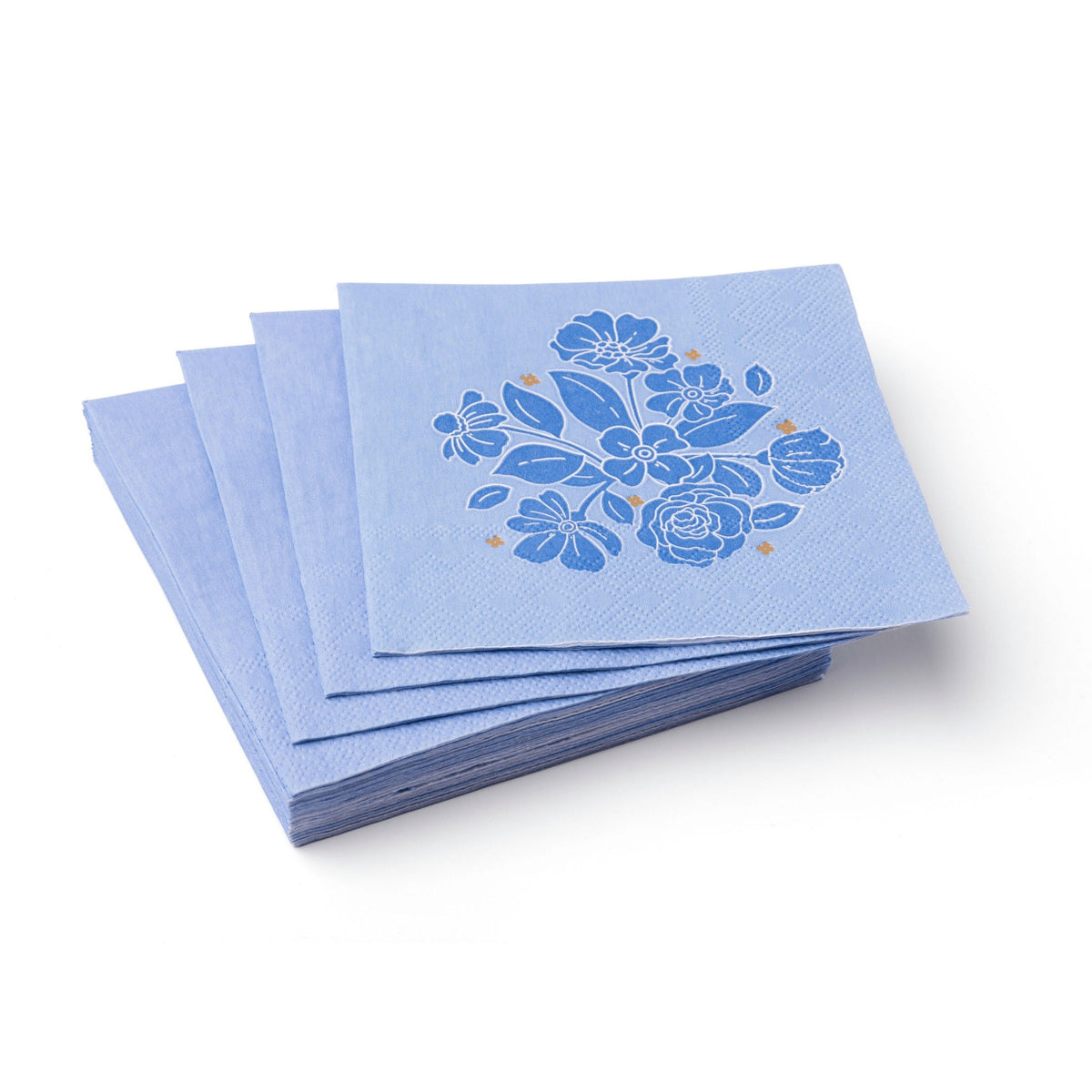 Belle Blue Elegant Floral Cocktail Napkins
