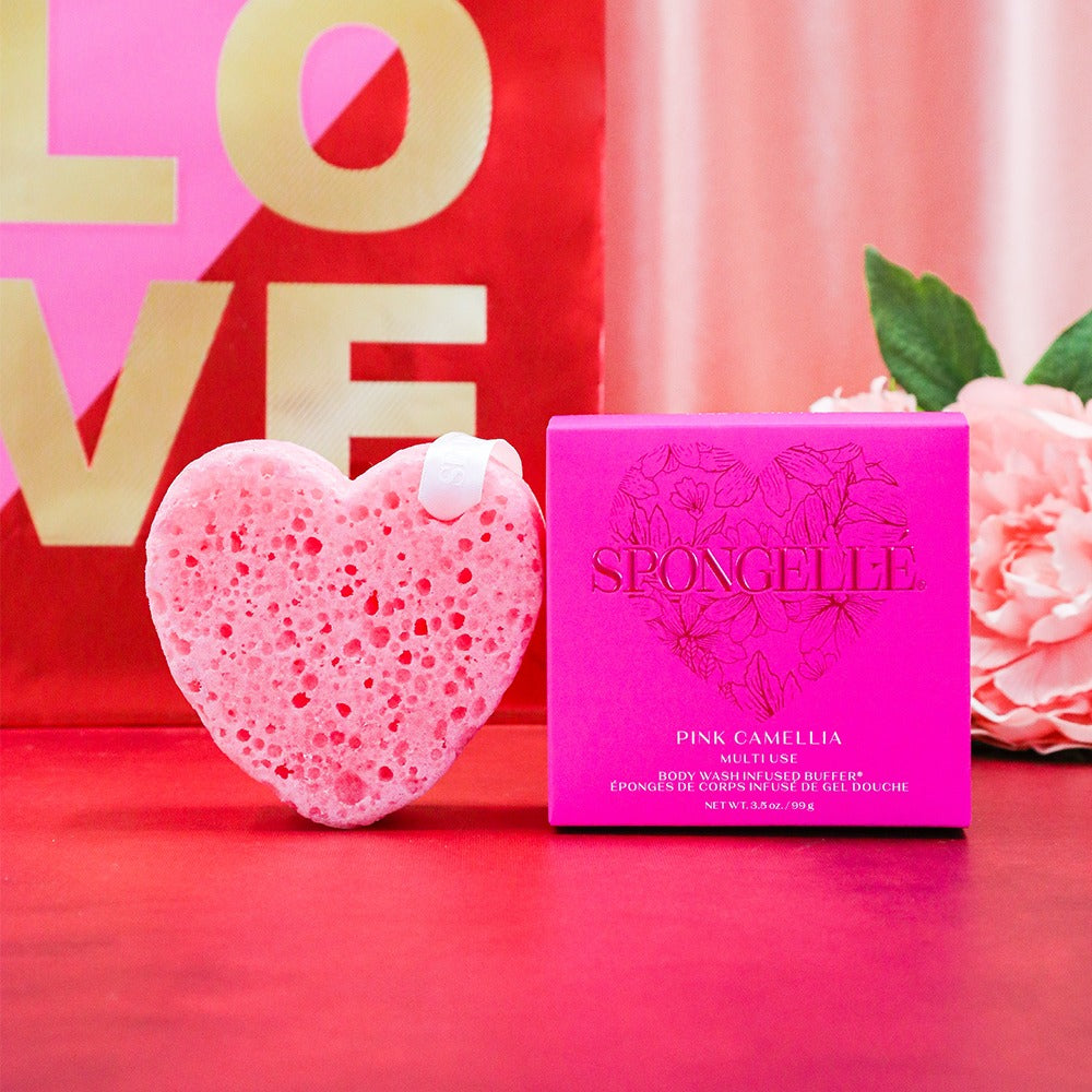 Pink Camellia Heart Buffer Sponge