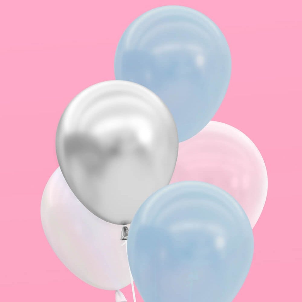 Blue, White & Silver Balloon Set