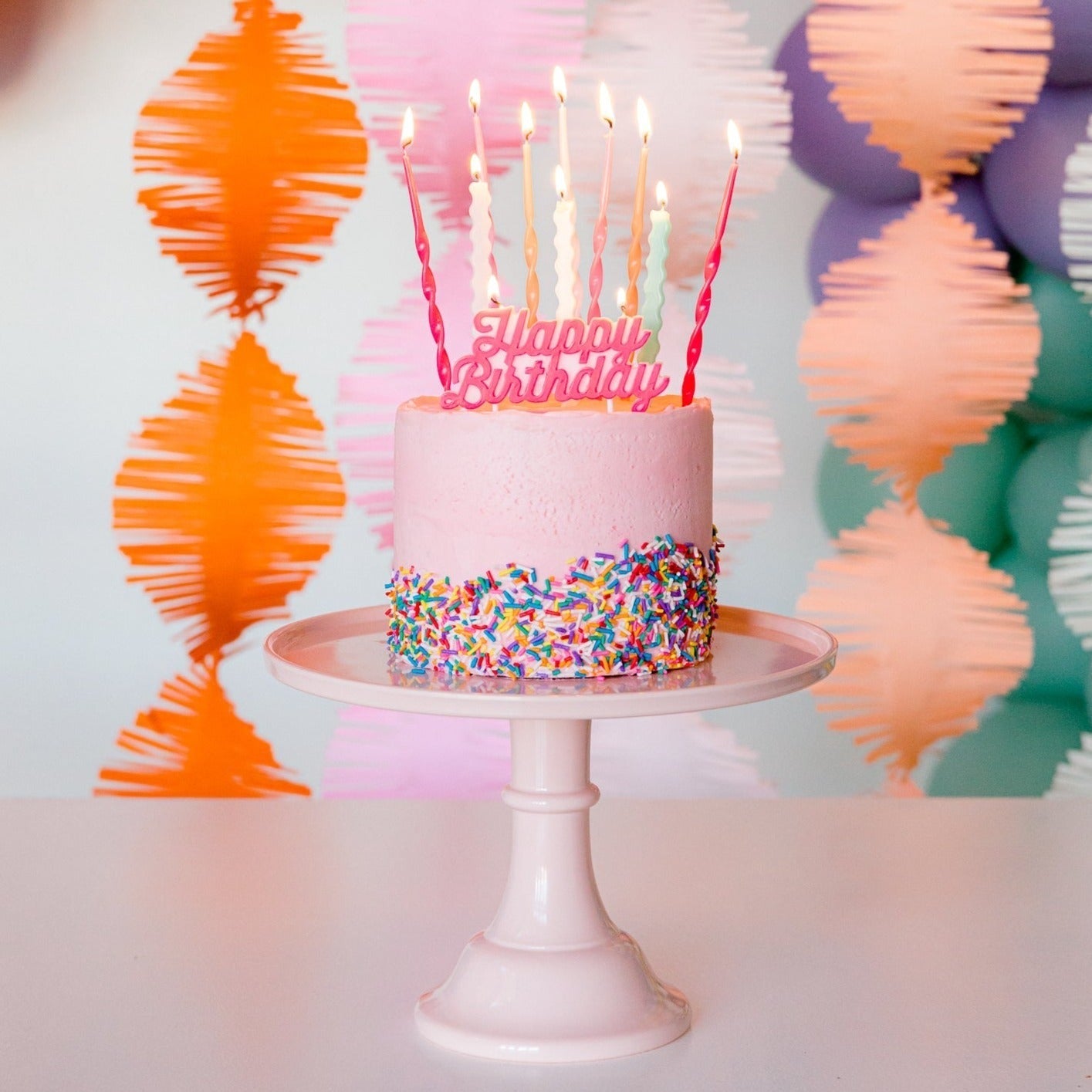 Pink Happy Birthday Candle