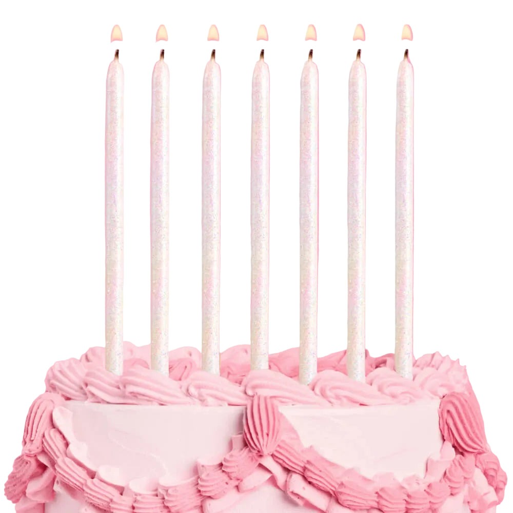 White Glitter Birthday Candles