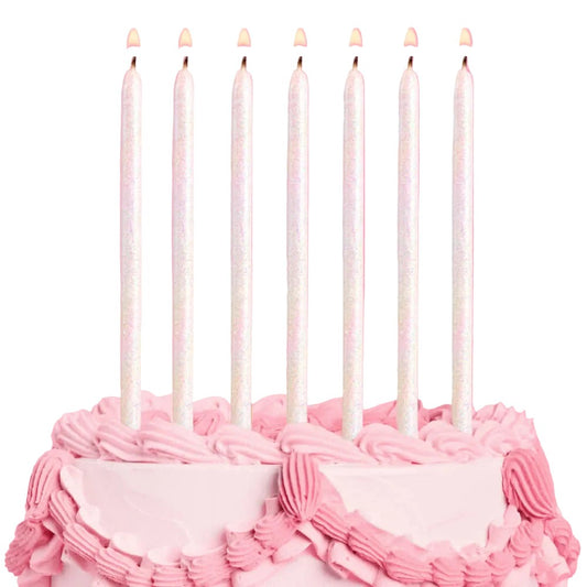 White Glitter Birthday Candles