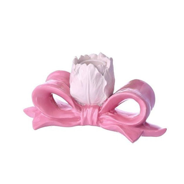 Rose Bow Taper Candle Holder