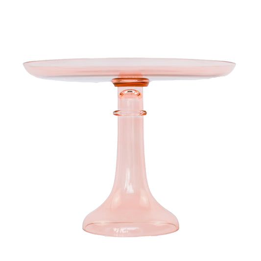Blush Pink Glass Cake Stand
