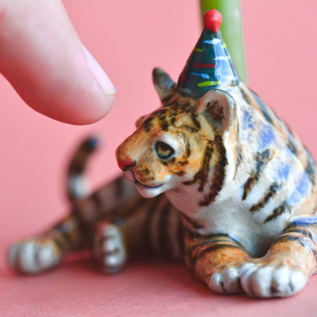 Year of the Tiger Cake Topper | Porcelain Party Animal | Candle Holder | Chinese Zodiac
