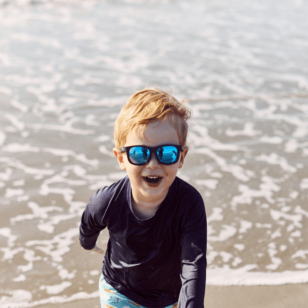 Kids Black Polarized Aviator Sunglasses