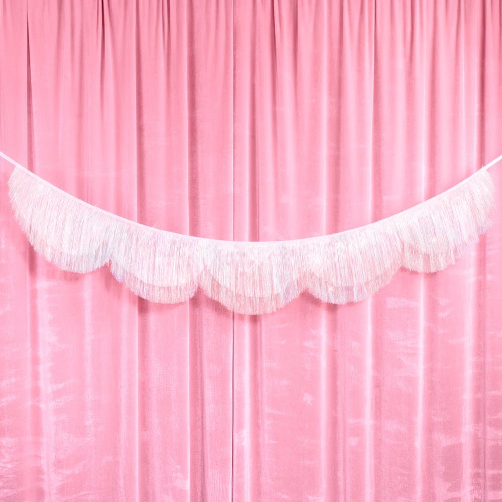 White Scalloped Fringe Banner