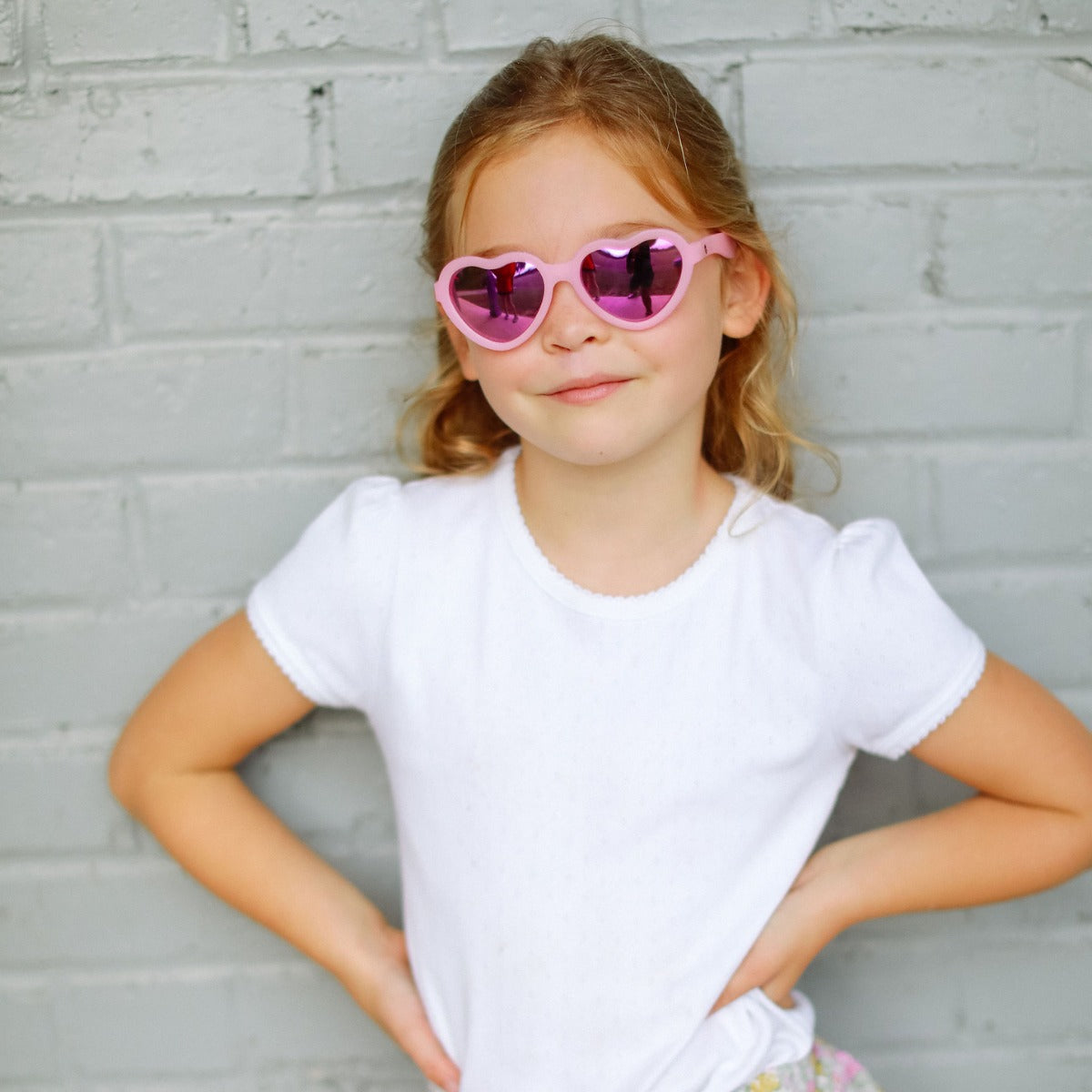 Kids Pink Heart Sunglasses