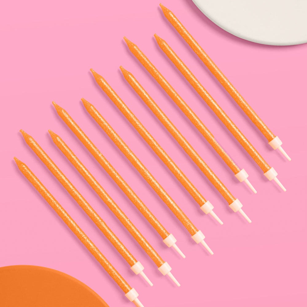 Orange Glitter Birthday Candles
