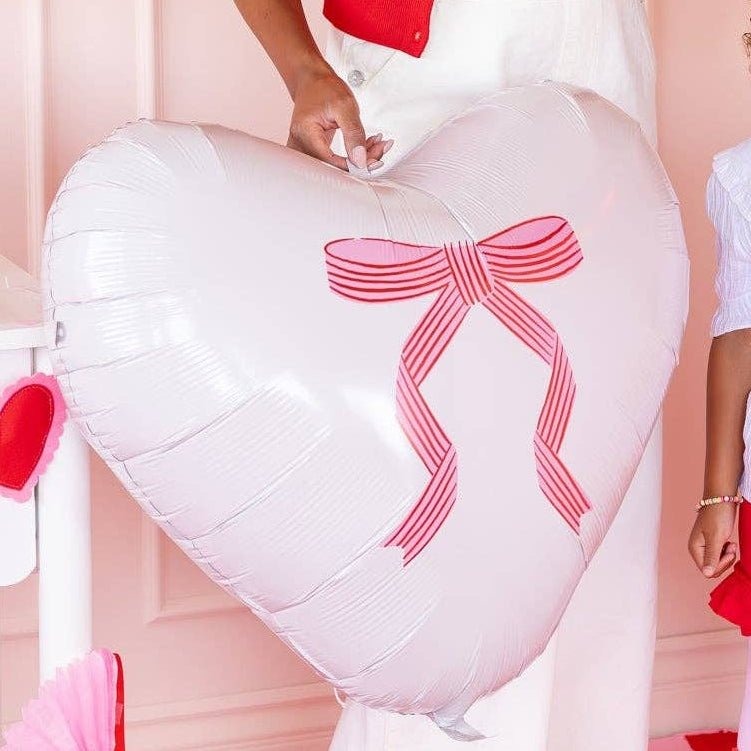 Bow Heart Mylar Balloon