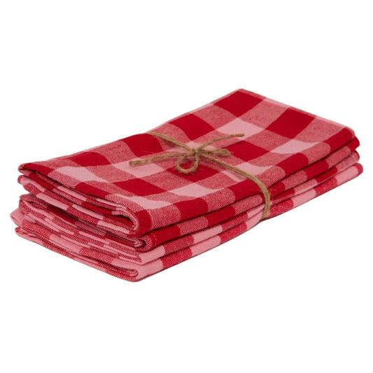Gingham Red & Pink Napkins
