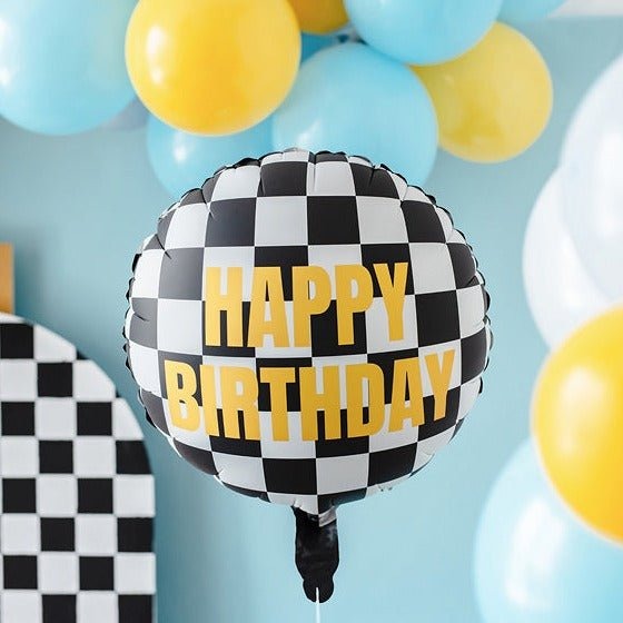 Checkered Happy Birthday Balloon