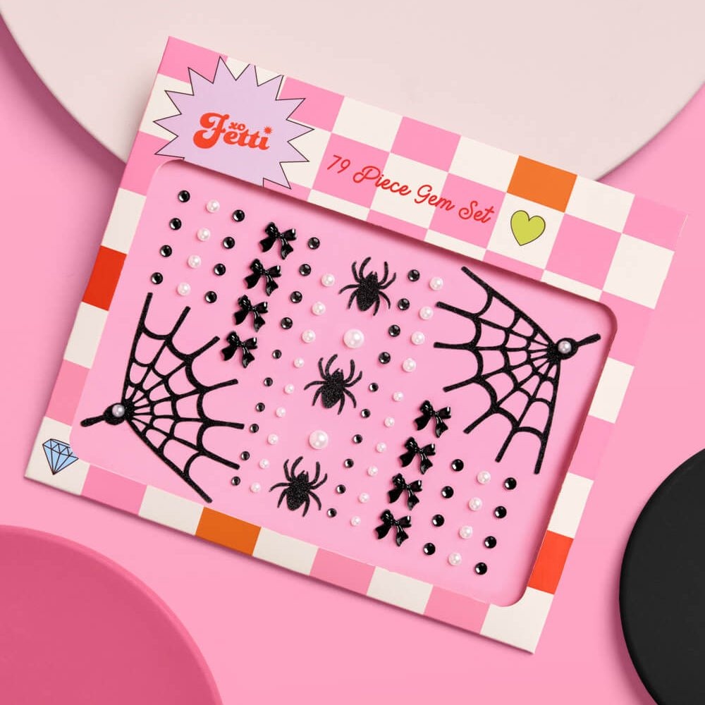 Gothic Halloween Face Gems - Pearl & Bow Set