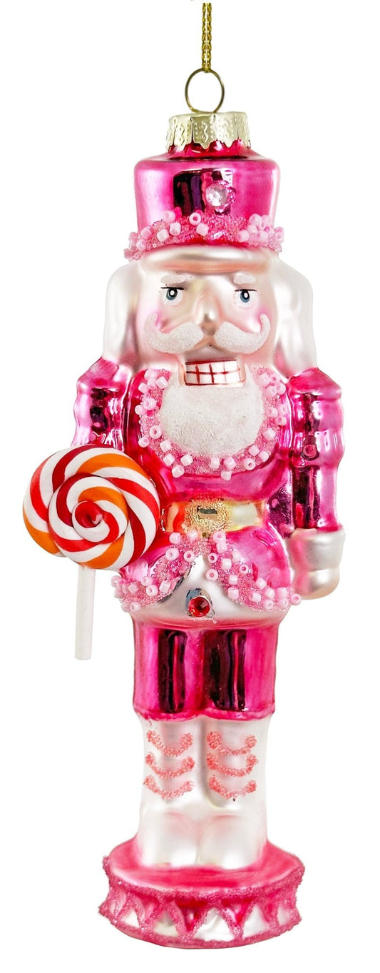 Pink Nutcracker Glass Ornament