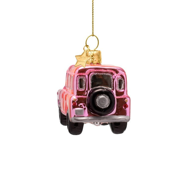 Pink Suv Glass Ornament
