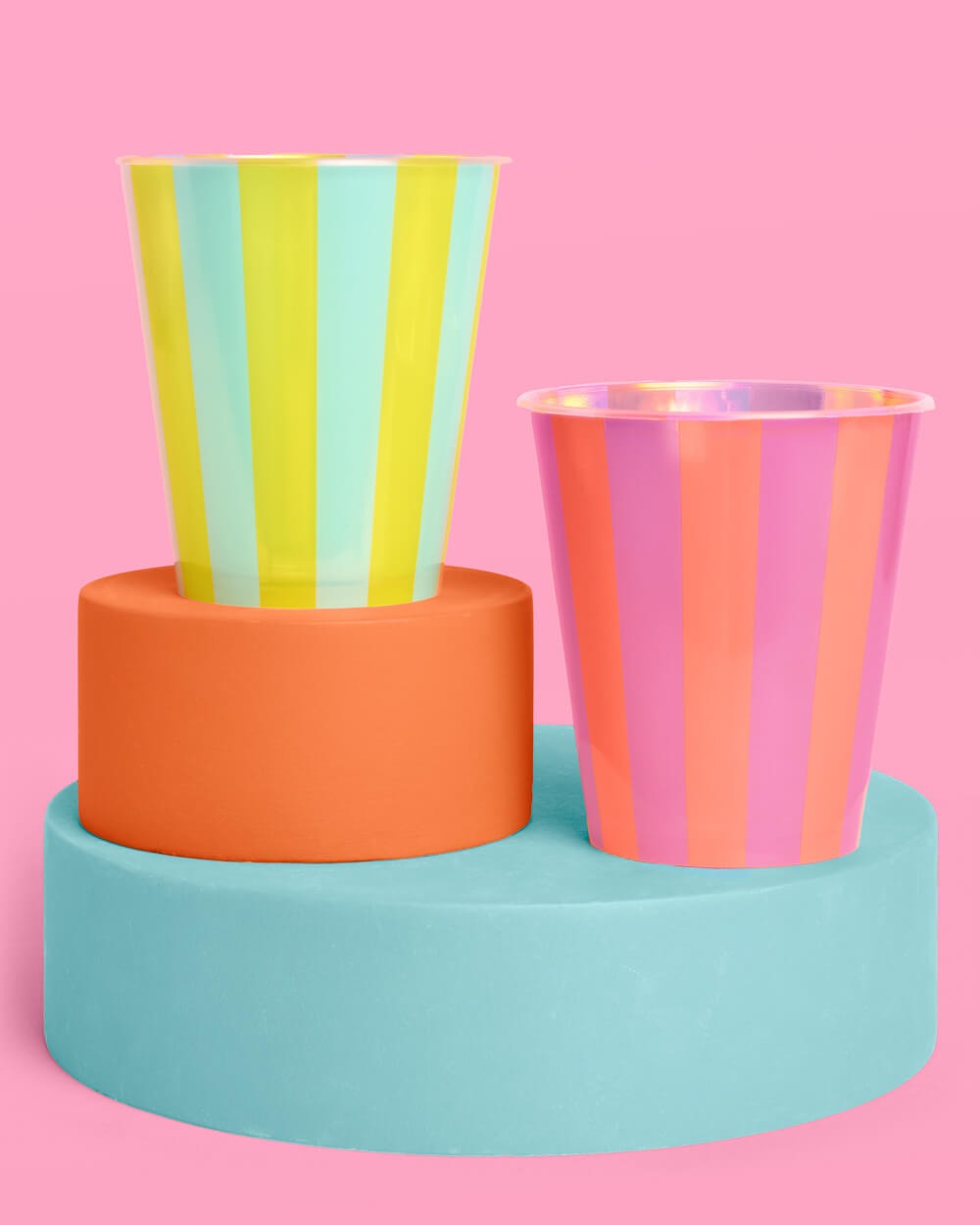 Neon Stripe Iridescent Plastic Cups