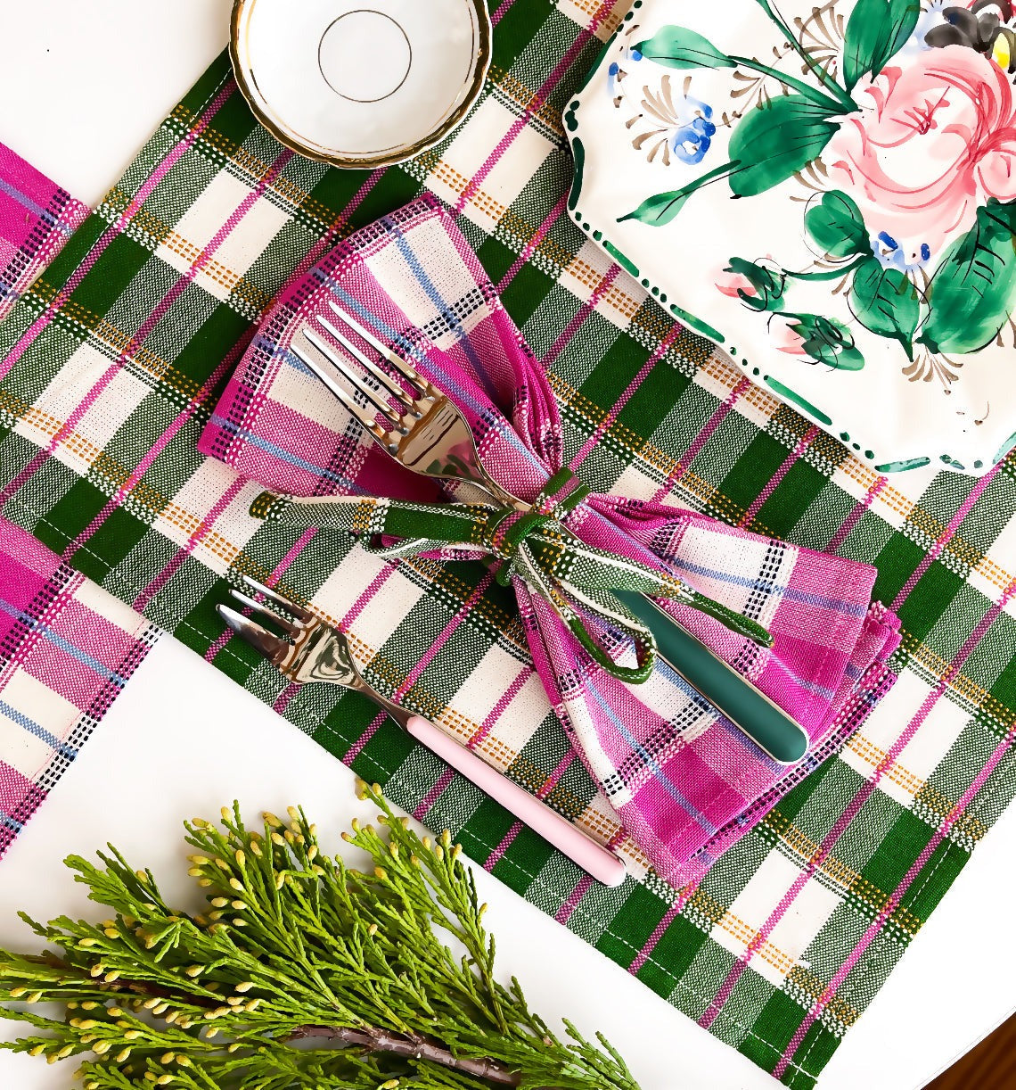 San Andres Gingham Forest & White Placemat