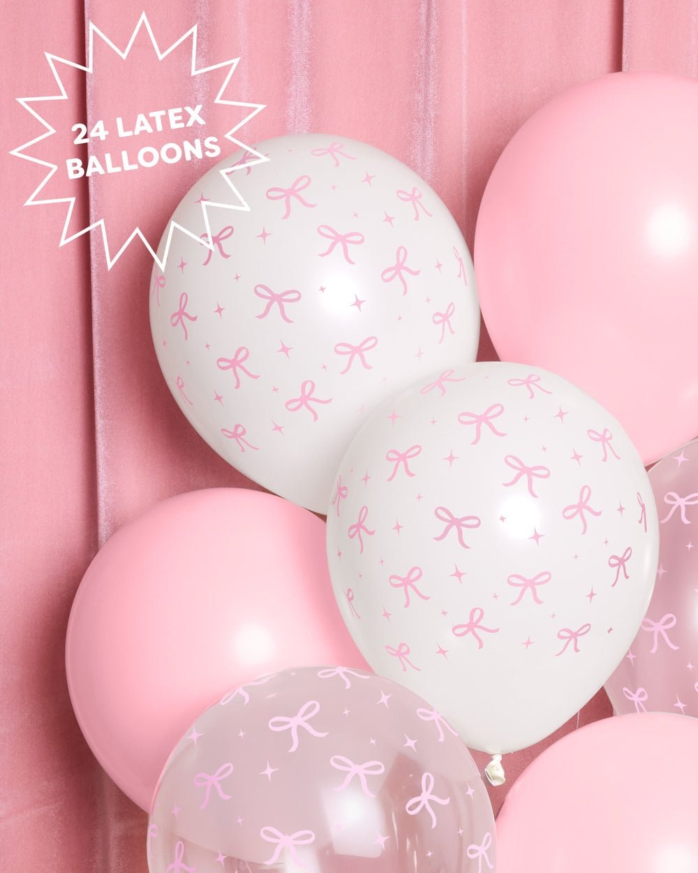 Pink Bow Bridal Latex Balloons