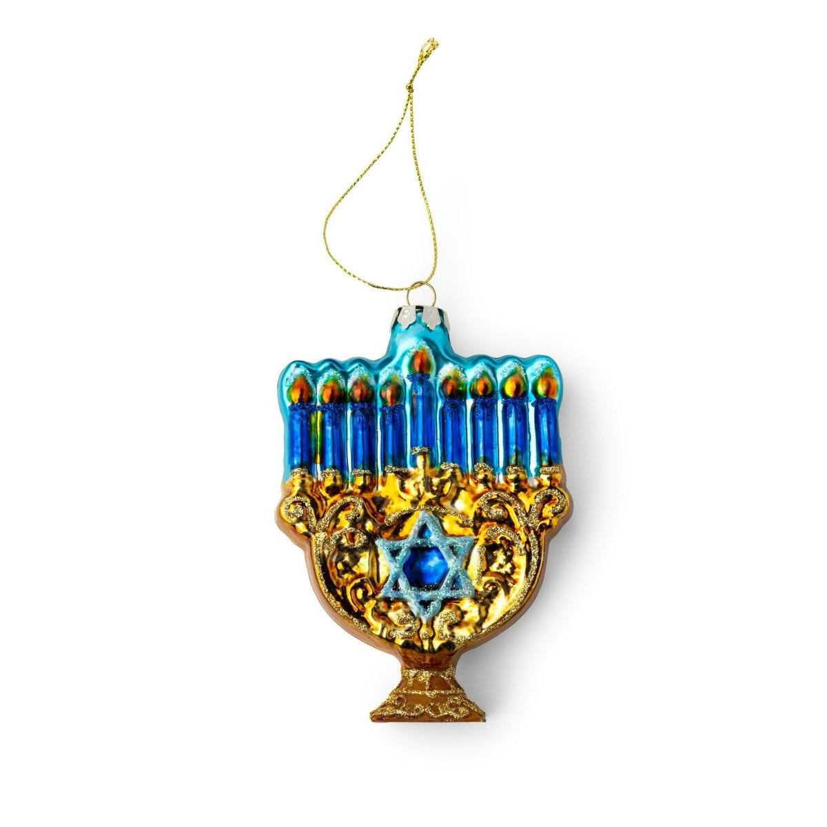 Blue Menorah Glass Ornament by Glitterville