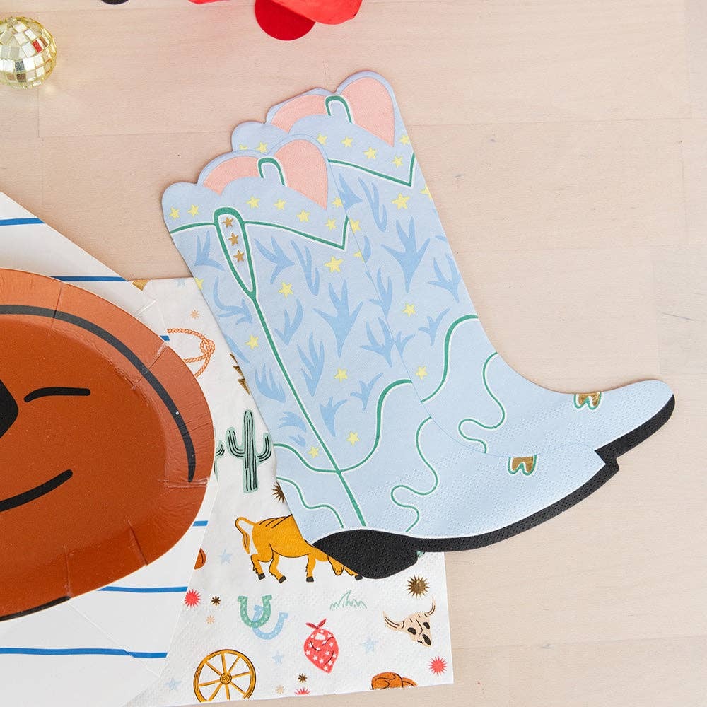 Blue Cowboy Boot Shaped Napkins