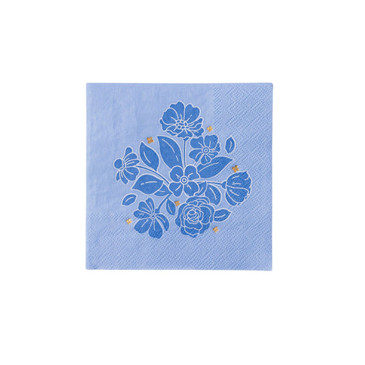 Belle Blue Elegant Floral Cocktail Napkins