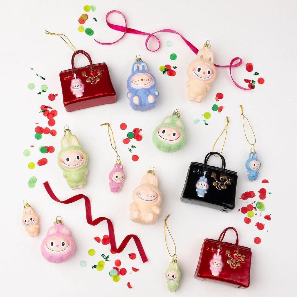 Sleeping Fuzzy Monster Labubu-Inspired Glass Ornament by Cody Foster
