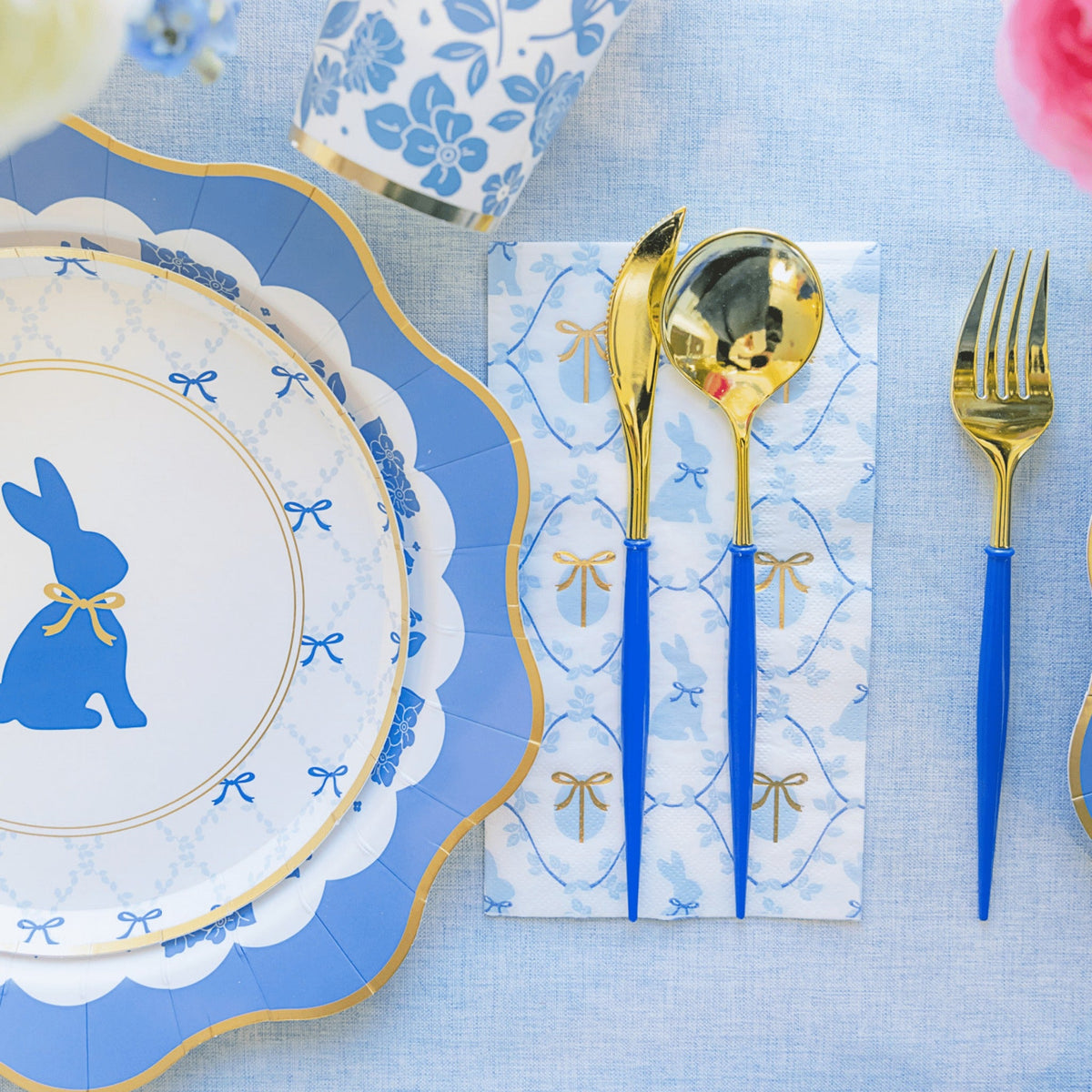 Belle Blue Elegant Floral Dinner Plates