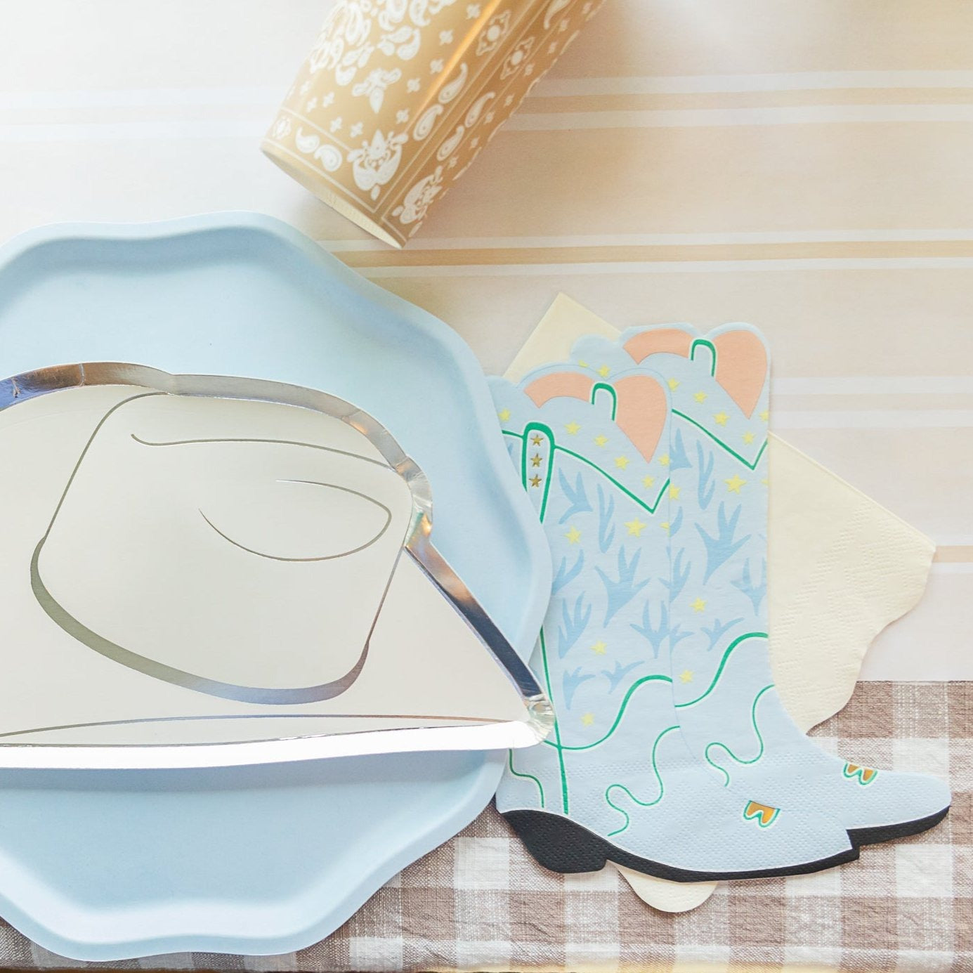 Blue Cowboy Boot Shaped Napkins