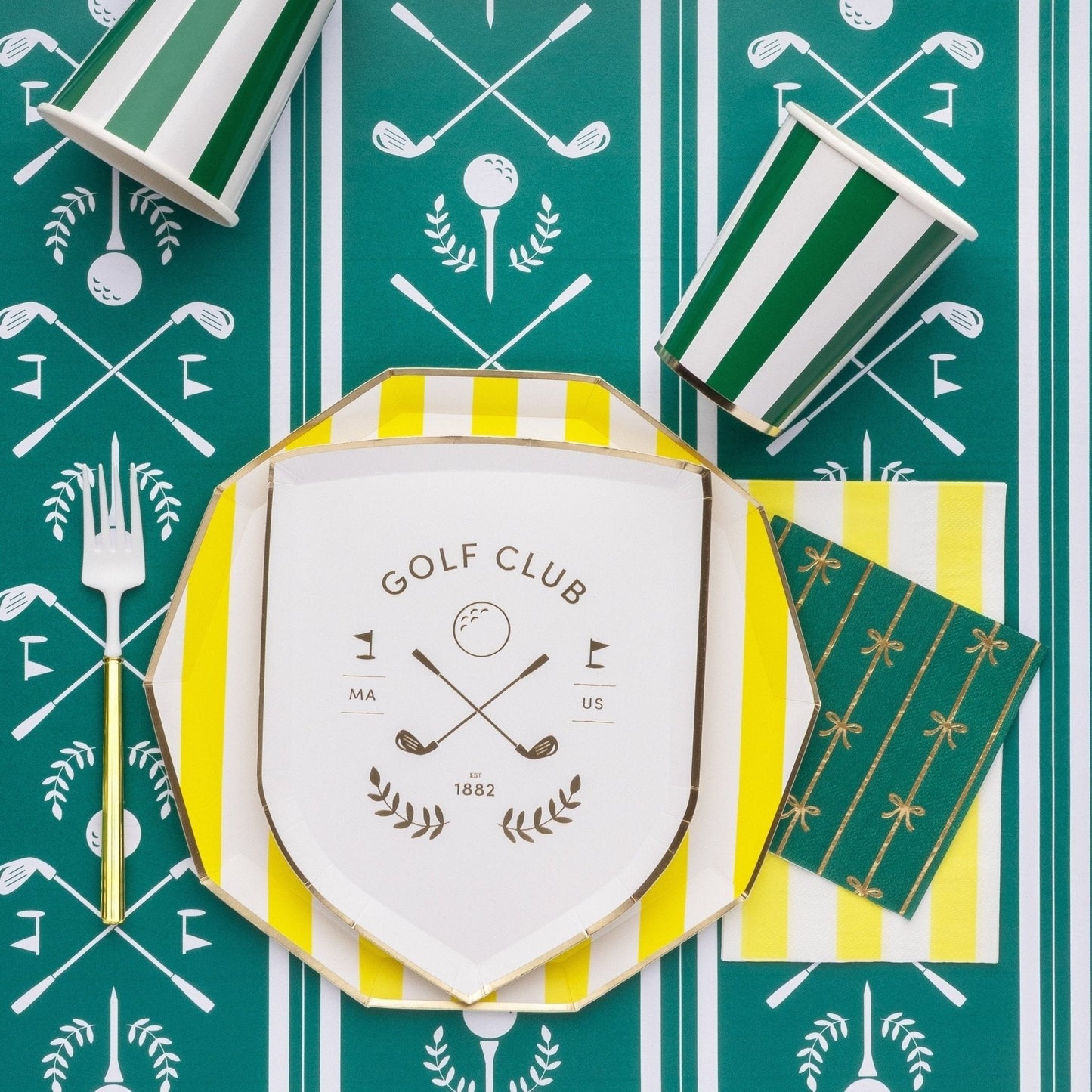 Soleil Yellow Signature Cabana Stripe Plates