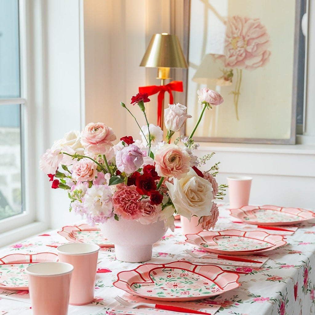 Pink & Red Floral Heart Plates