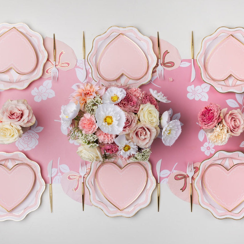 Elegant Pink & Gold Bow Dinner Plates