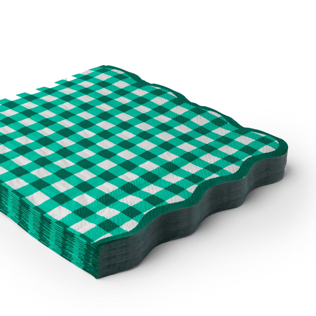 Elegant Emerald Green Gingham Dinner Napkins