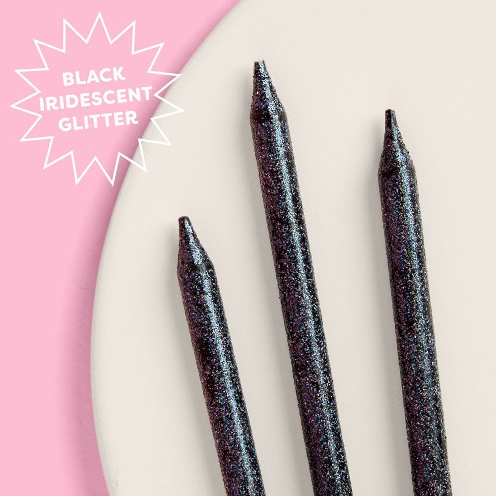 Black Glitter Birthday Candles