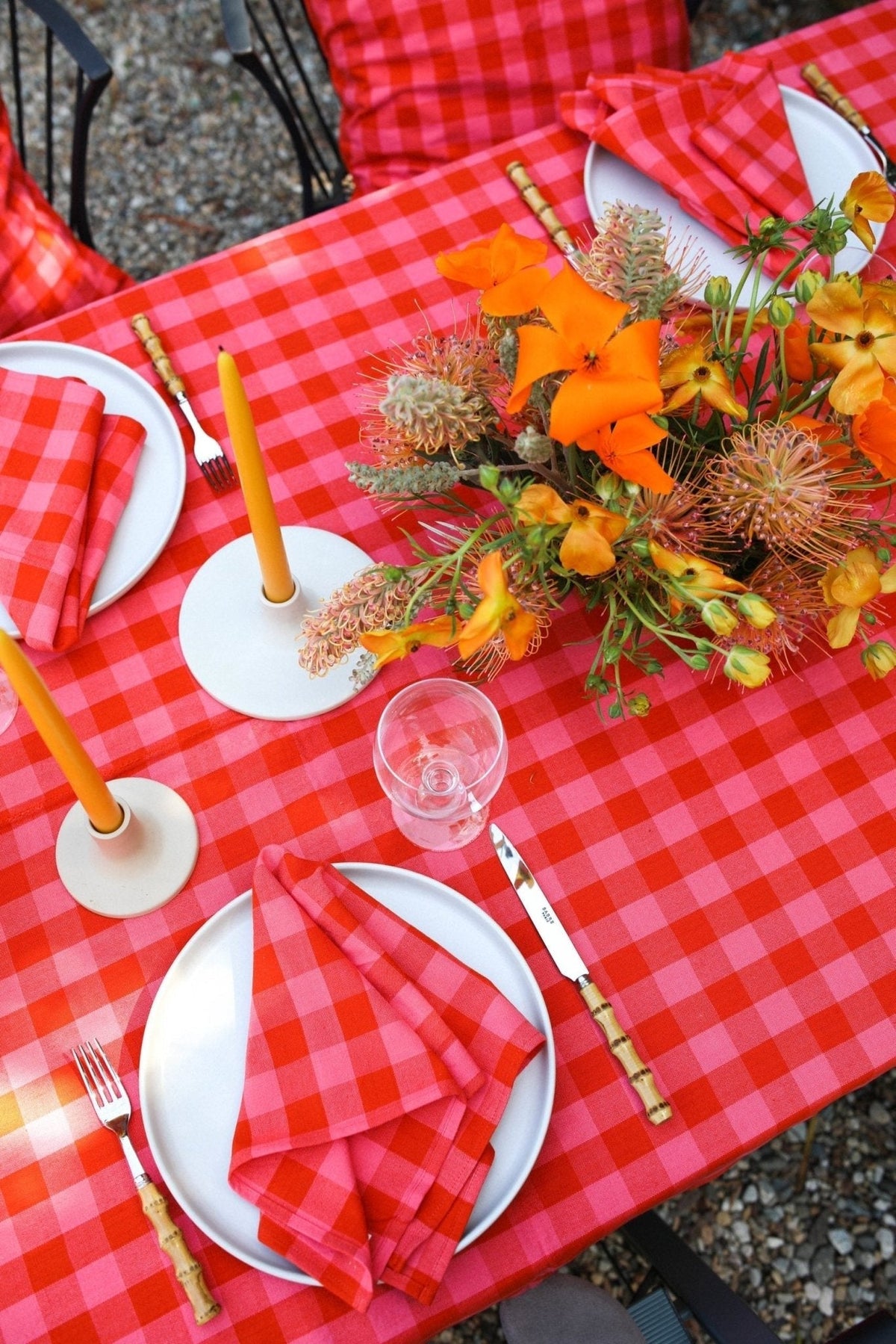 Gingham Guava Tablecloth