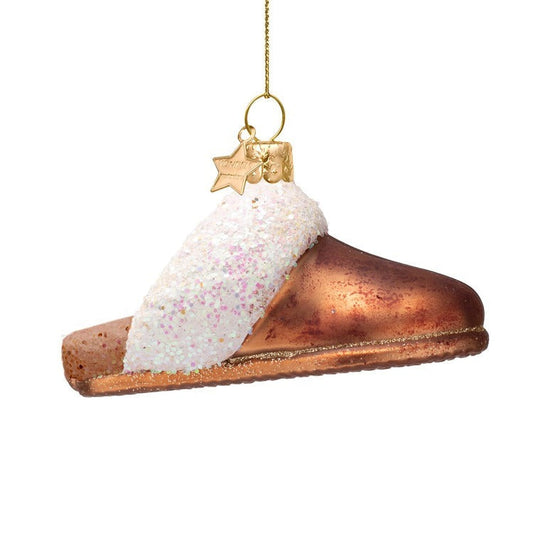 Brown Slipper Glass Ornament
