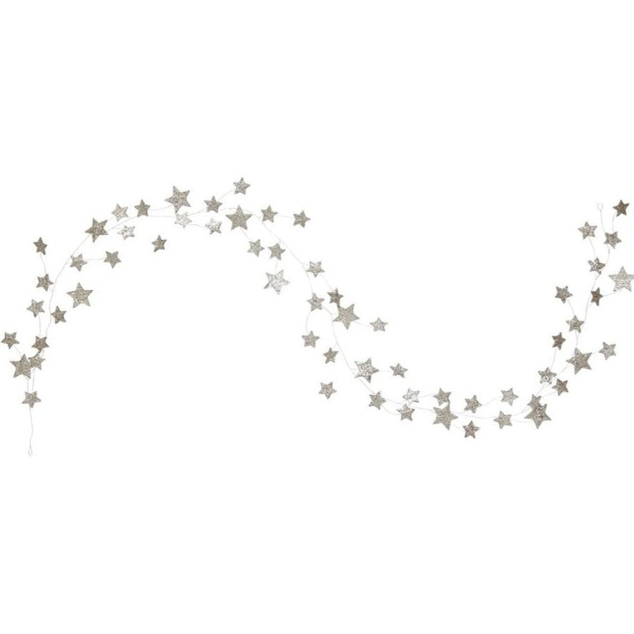 Silver Glitter Star Garland