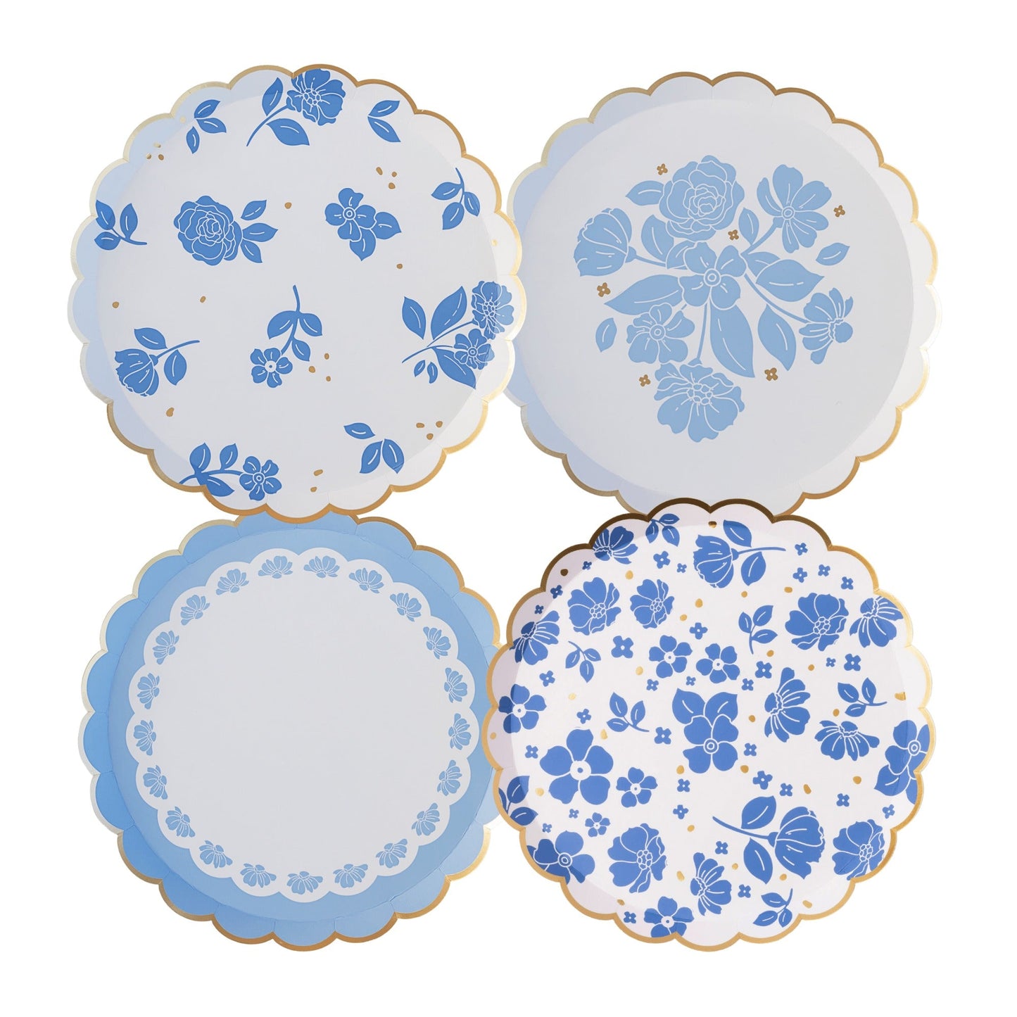Belle Blue Elegant Floral Dessert Plates