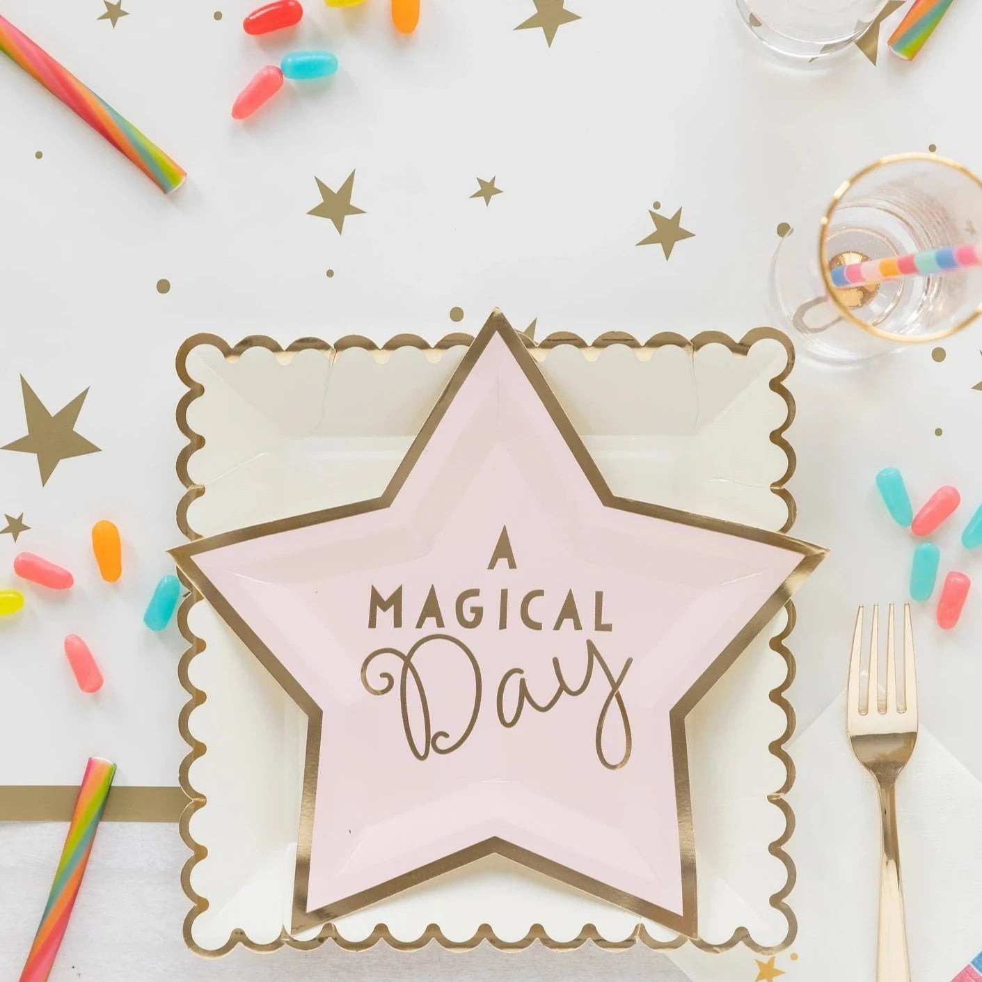 Gold Metallic Stars Table Runner