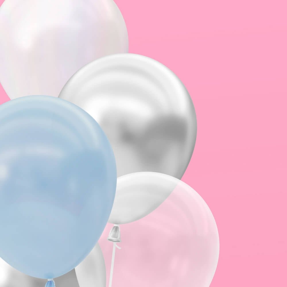 Blue, White & Silver Balloon Set