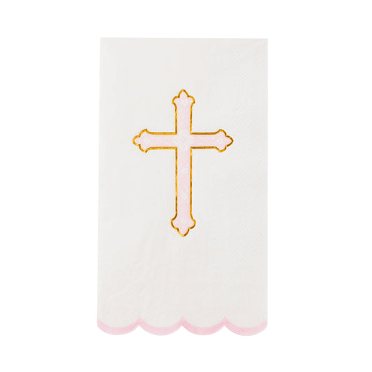Petal Pink Cross Guest Towels