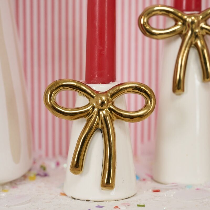 Coquette Gold Bow Candle Holder