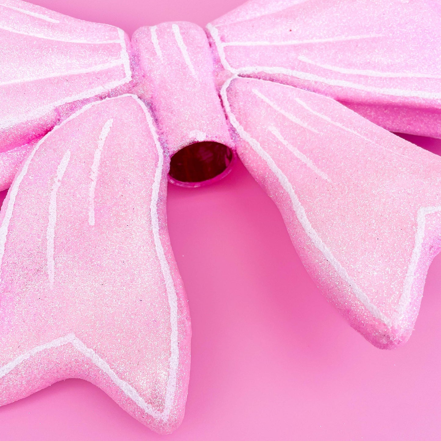 Pink Glitter Bow Christmas Tree Topper