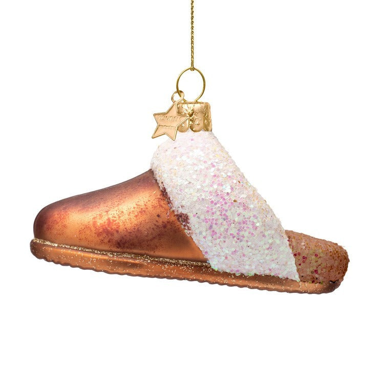 Brown Slipper Glass Ornament